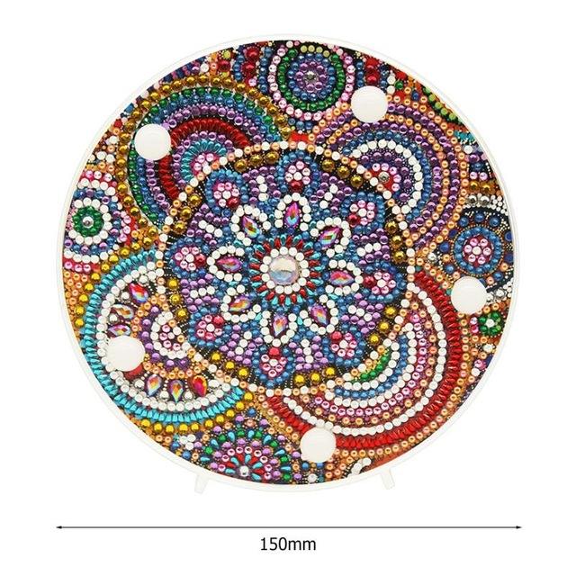 Mandala Runder Kreis DIY Diamantmalerei LED Licht Nachtlampe Tisch Schreibtisch Dekoration