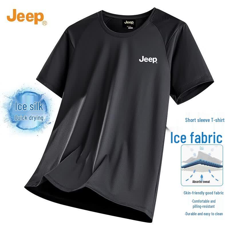 

JEEP Men s Ice Silk Quick Dry Crew Neck T-Shirt 3XL
