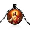 A piece of Jesus Sacred Heart faith guardian religious jewelry glass pendant suitable for daily wear for men and women