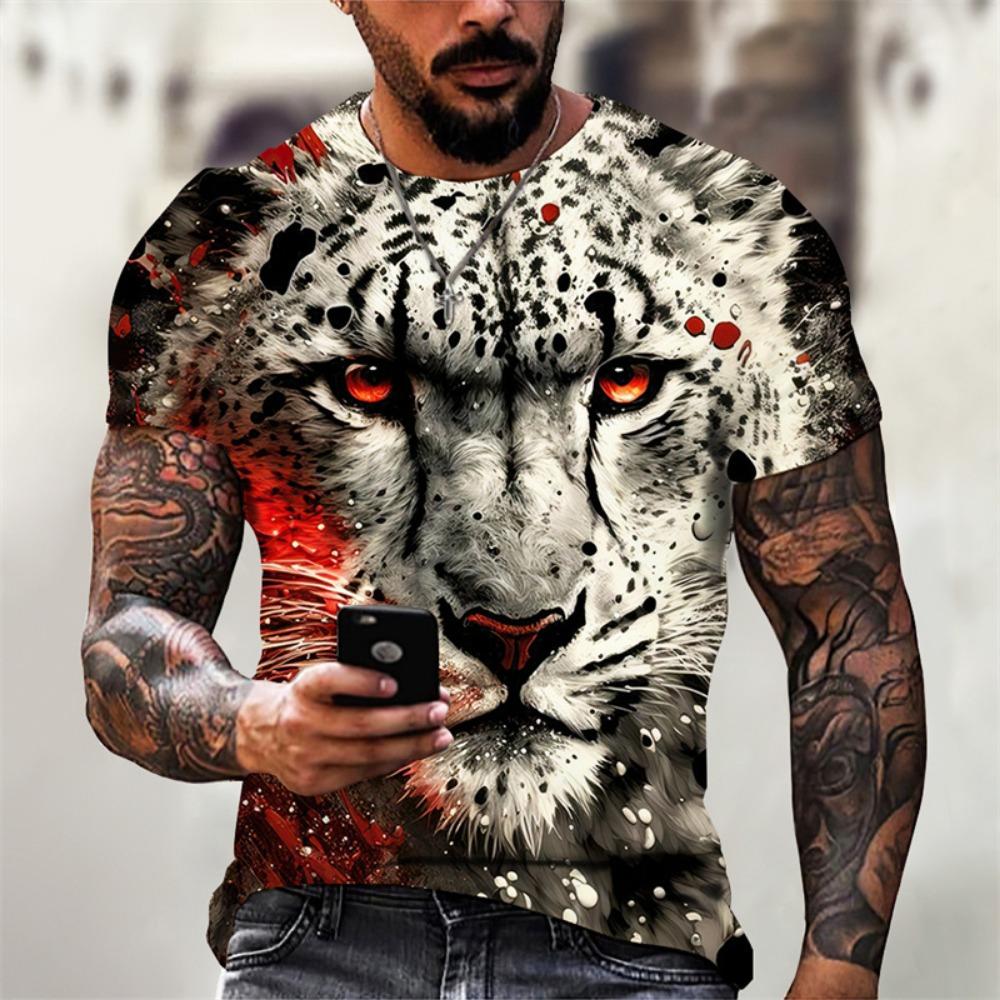 Animal Tiger T-shirt 3D Printed T Shirts Men Fashion Casual Streetwear T-shirt Short-sleeved Loose Oversized Top Tee Clothing