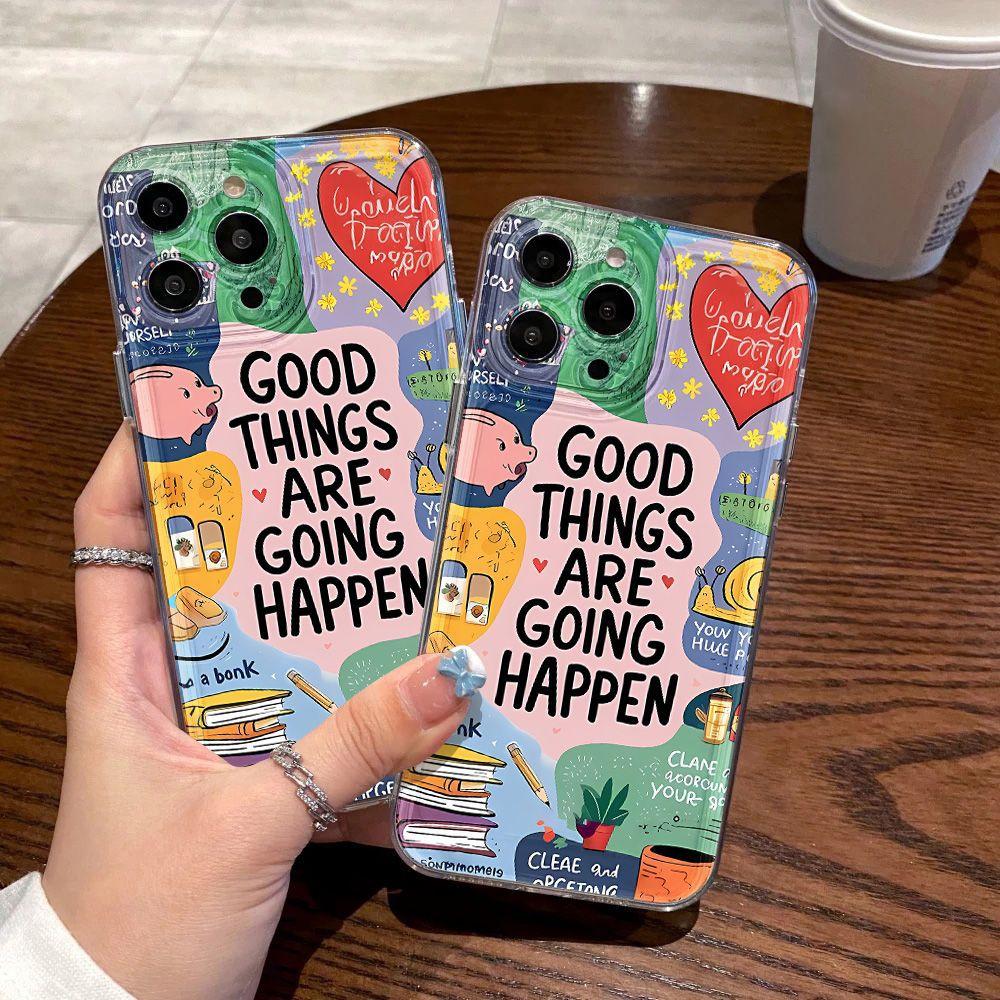 Graffiti English applicable iPhone17promax space phone case Apple 16 transparent 14/13 fine hole 15