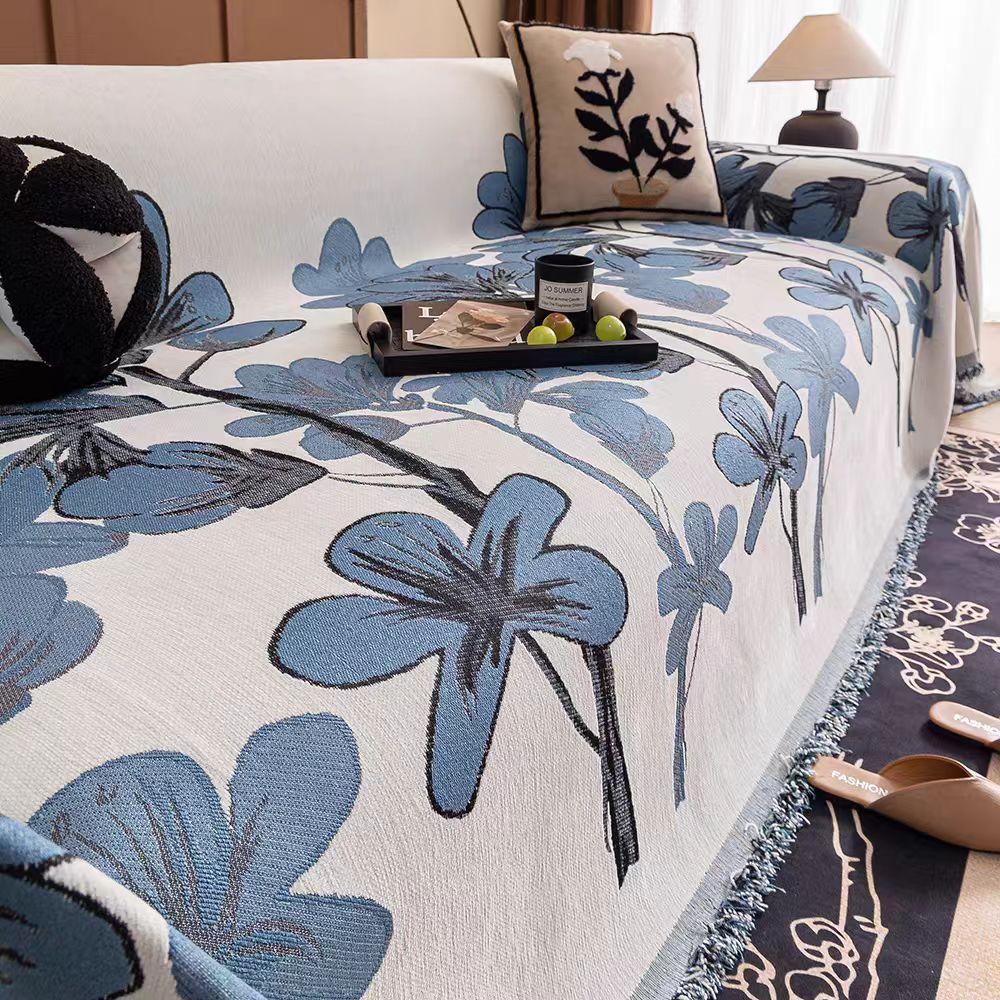 Quasten Chenille Sofabezug Stoff, Sofadecke, Vollbezug, Universelles Sofahandtuch, Staubdichter Sofakissenbezug