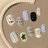 30Pcs Cute Cartoon Short Bean Shaped Press On Nails Autumn Winter Niche Design Fake Nails Gift For Girls And Friends