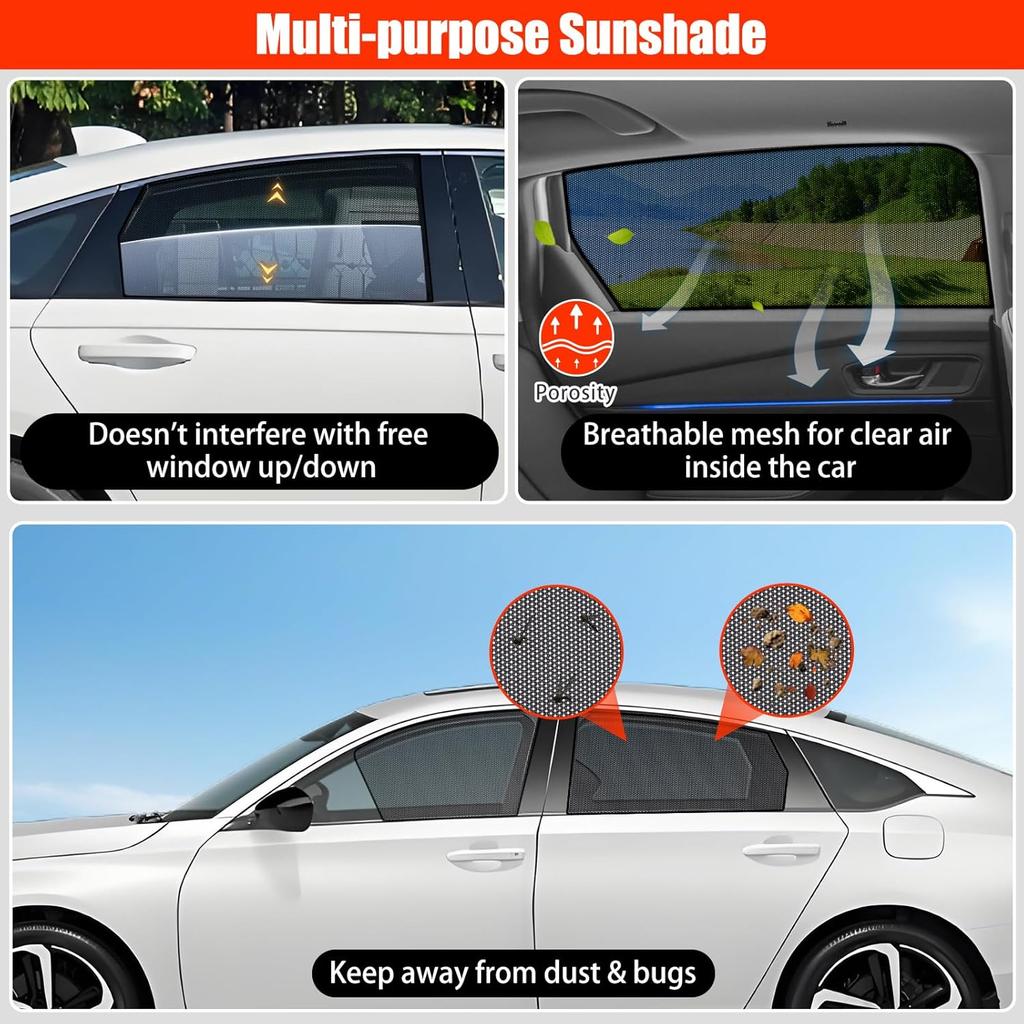 XCBYT Car Window Shades For 2018- Accord Sun Shade For Car Baby Side Window With Breathable Mesh Blocking 99% UV Glare And Privacy Protection Safe
