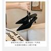 Sheepskin version temperament commuter pointed single shoes women's shallow mouth elegant high heels empty bag head sandals