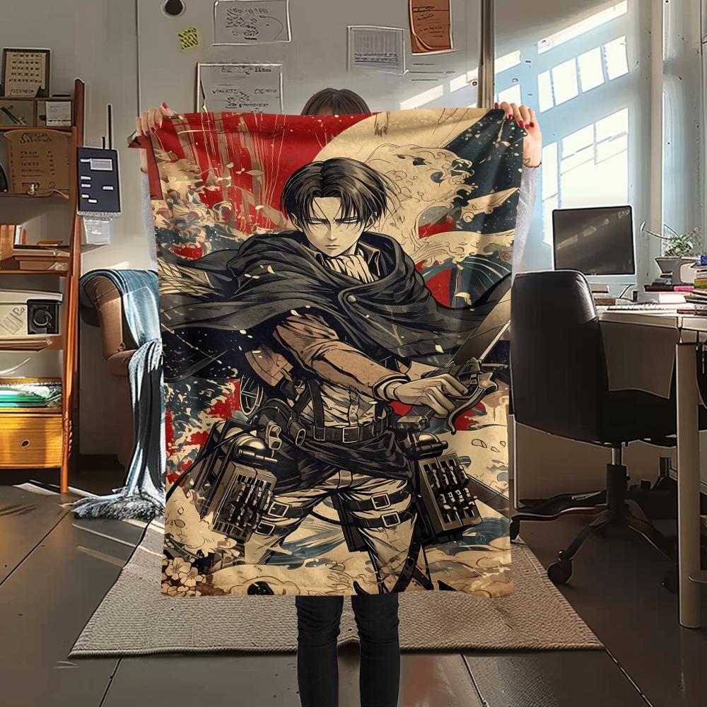 1PC Attack On Titan Print Flannel Blanket, High Quality All Seasons, Home Decor, Warmth and Comfort, Perfect for Christmas Gifts