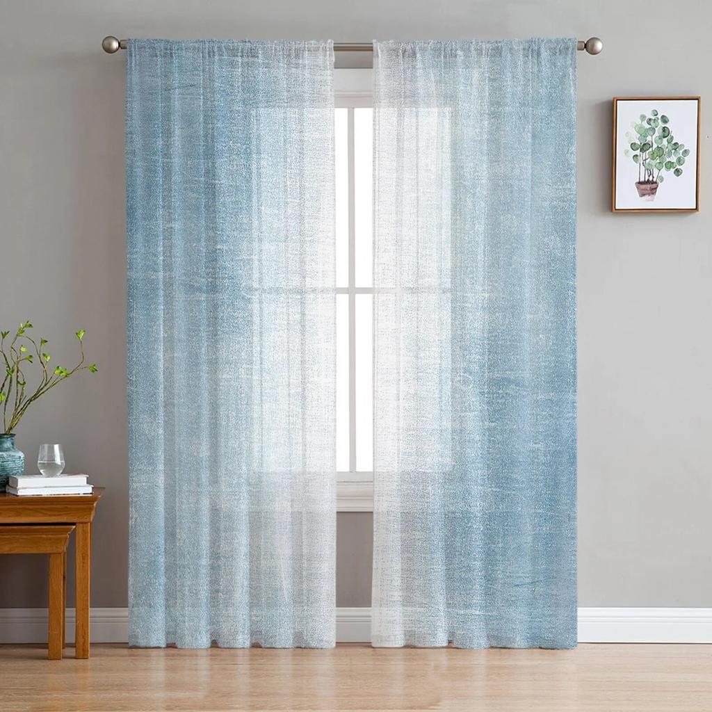 Oil Painting Abstract Texture Pink Bedroom Transparent Sheer Curtains Holiday Decoration Window Voile Tulle Curtain