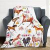 Horse Blanket Gifts for Girls Women Western Horses Flowers Animal Fleece Flannel Throw Blankets Soft Lightweight Horse Plush Stu