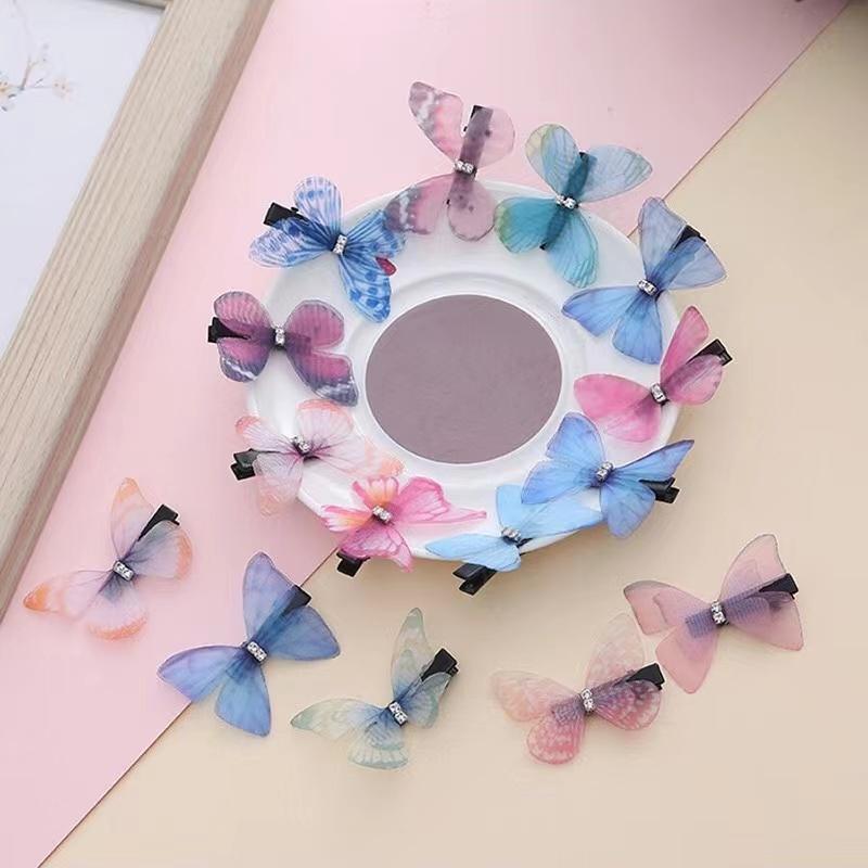 10 STÜCKE Neue Niedliche Prinzessin Mesh Doppellagige Schmetterling Mädchen Haarnadeln Kinder Kopfschmuck Haarspange Haarclips Haarschmuck