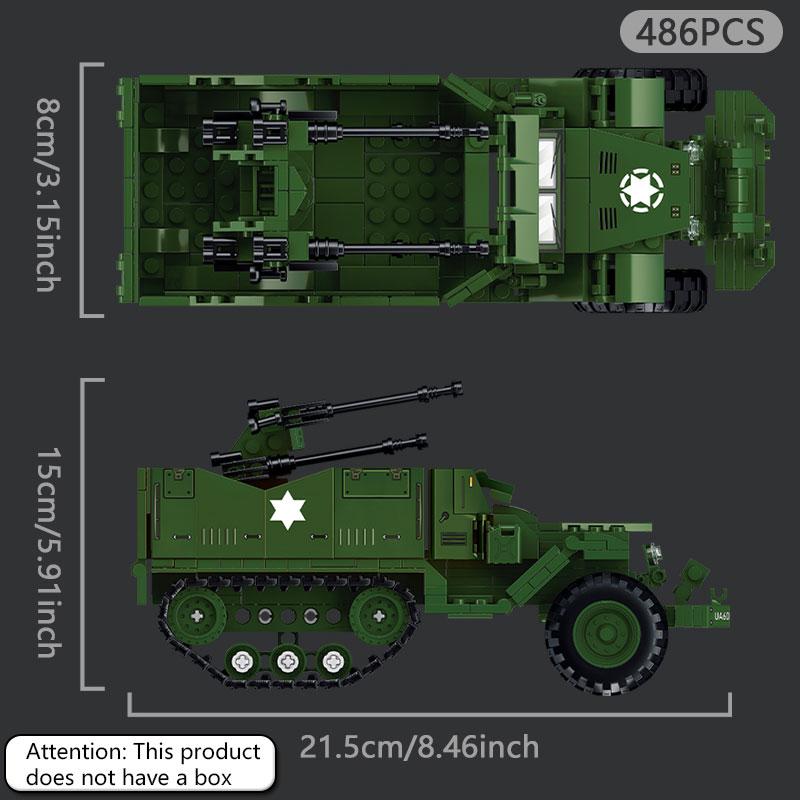 M36 Tank Building Blocks, Anti-aircraft Gun Armored Vehicle Military Puzzle Assembly Toys, Children's Handmade DIY Boys' Gifts