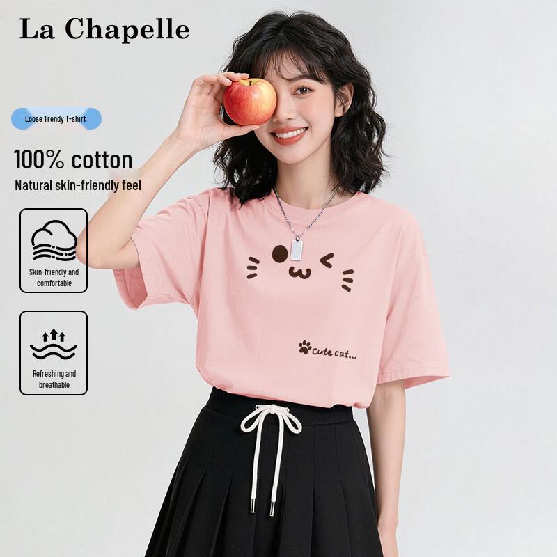 La Chapelle Women s Cat Print Cotton T-Shirt XL
