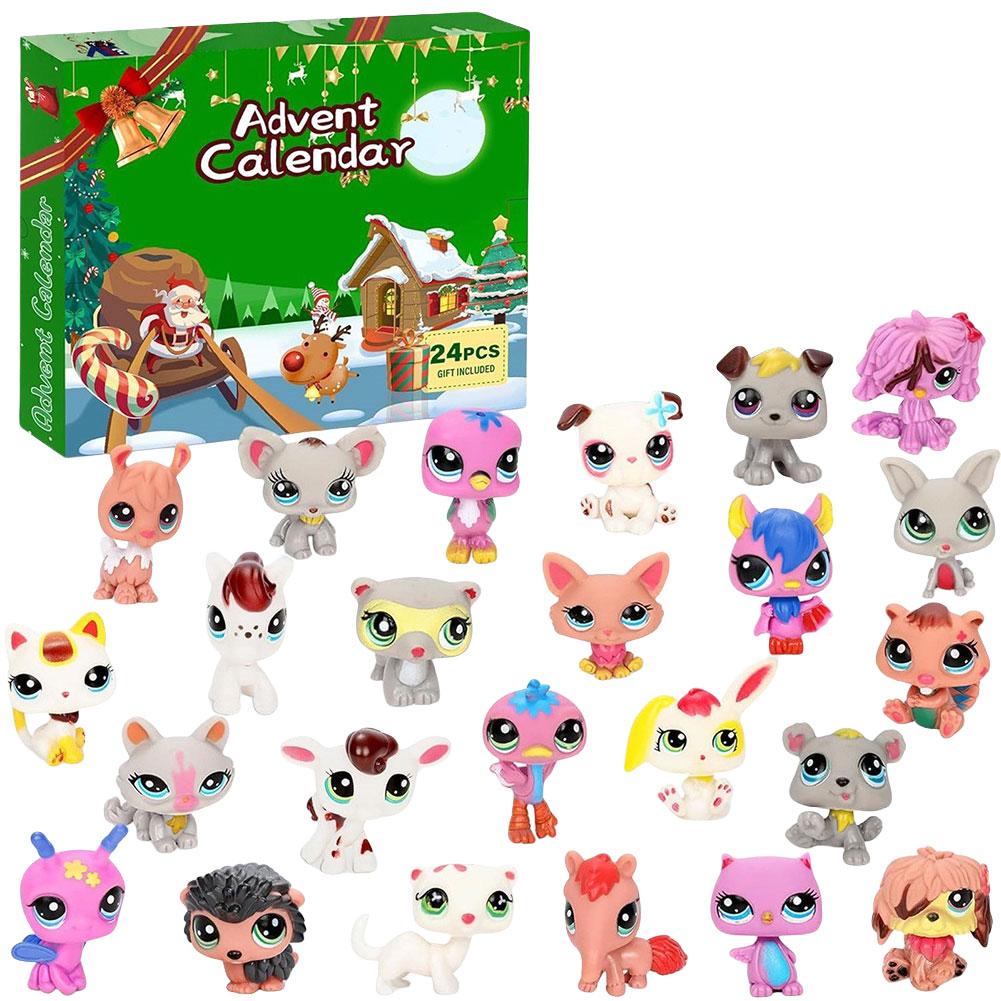 24 Days Christmas Countdown Calendar Cute Pet Figures Xmas Countdown Calendar Christmas Gift Stocking Stuffers Party Favor