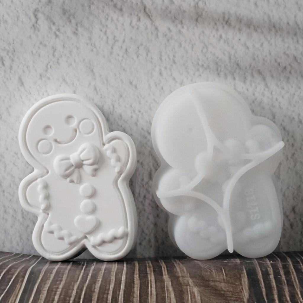 Christmas gingerbread man silicone molds DIY Cement Gypsum Mould Craft Supplies Christmas Decoration for Beginner