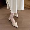 French gentle wind nude low-heeled single shoes women's 2025 summer new pointed head shallow mouth temperament empty bag head sandals