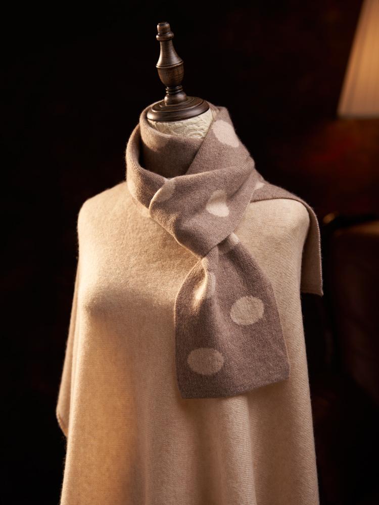 

Women Cashmere Knitted Scarf Dots Pattern Jacquard Long Thick Neck Warmer Ring Collar Wool Accessories #141