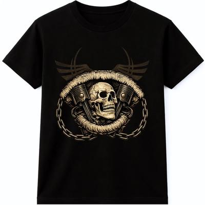 T-shirt Teschio Cowboy Corna Outlaw Western Biker Gotica Grafica