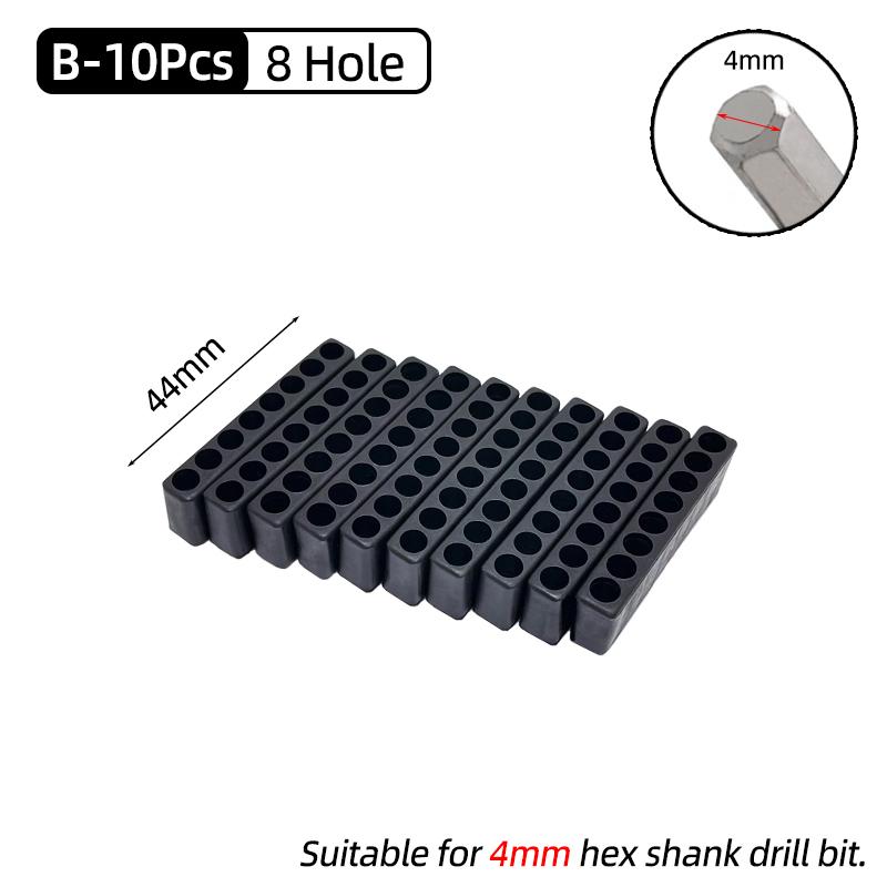 10Pcs Set 6/8/10/12/15 Holes 6.35mm/4mm Hex Shank Screwdriver Bit Holder Plastic Drill Bit Head Storage Hand Tools Accessories