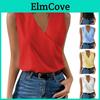 Womens Brisand Summer Solid Sleeveless Color Tank Notched Collar V Neck Tops Blouse Shirts
