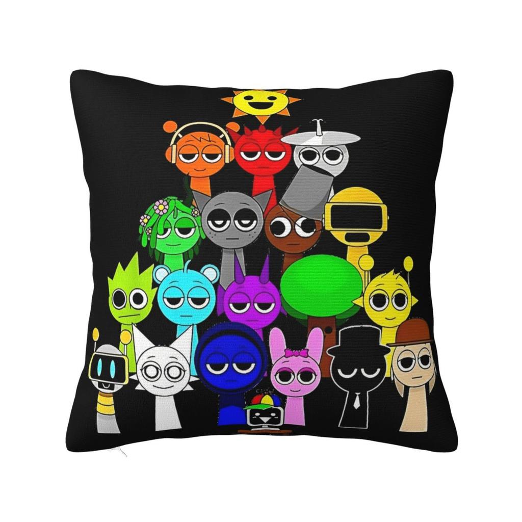 Pillow Cover Sprunki Cute Characters Seamless Pattern Cushion Cover Fashion Pillow Case For Sofa Home Decoration Pillowcases