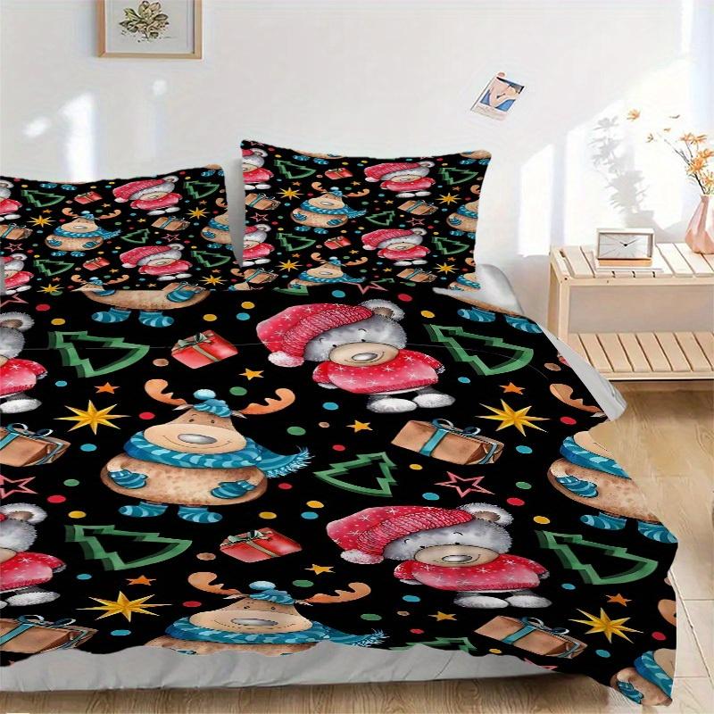 

3pcs Christmas Bear Bedding Set, Suitable for Bedroom Decoration, (Includes 1 Duvet Cover And 2 Pillowcases, Quilt Not Included) yy250822121 135x200cm