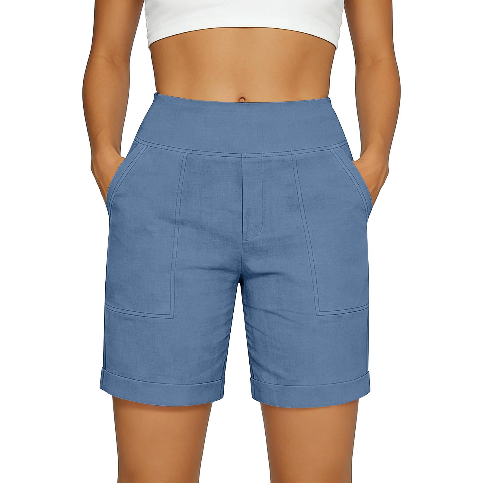 

Women s Casual, Loose-fitting -color Pants With Pockets M синий