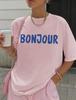 Bonjour Comfort Colors Kortärmad Bomulls-T-shirt | Sött Boho Estetiskt Franskt Uttryck T-shirt | Presentidé för Henne | Dam, Unisex | Frankrike