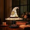 Witch Hat Lamps,2025 Stained Glass Witch Hat Lights with Mystical Charm, Handmade Gothic Wizard Hat Shape Lights for Wiccans & Halloween