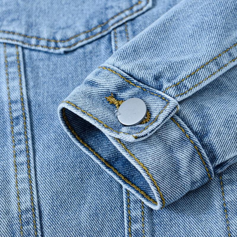 Giacca di jeans blu primavera autunno da donna corta coreana manica lunga allentata giacca di jeans taglie forti Top da studente