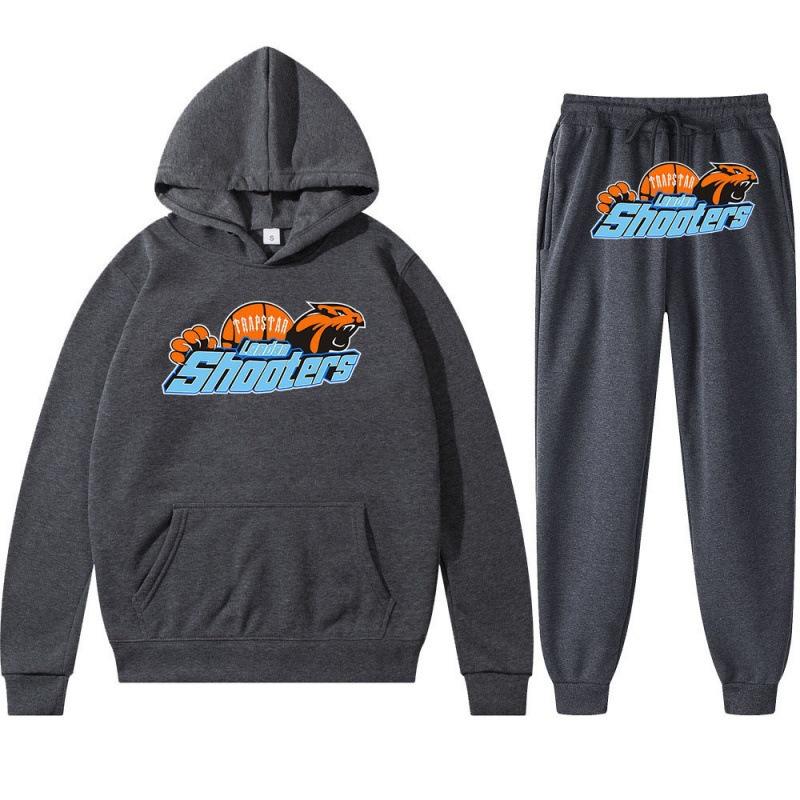Printed Sportswear Men's Two-piece Loose Hooded Sweatshirt Set