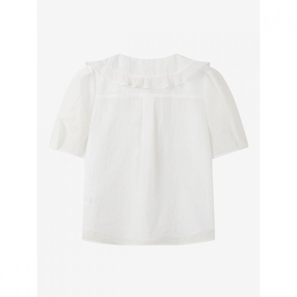 Cc Collect Ruffle Decoration Wide Collar Blouse  C262msc135 