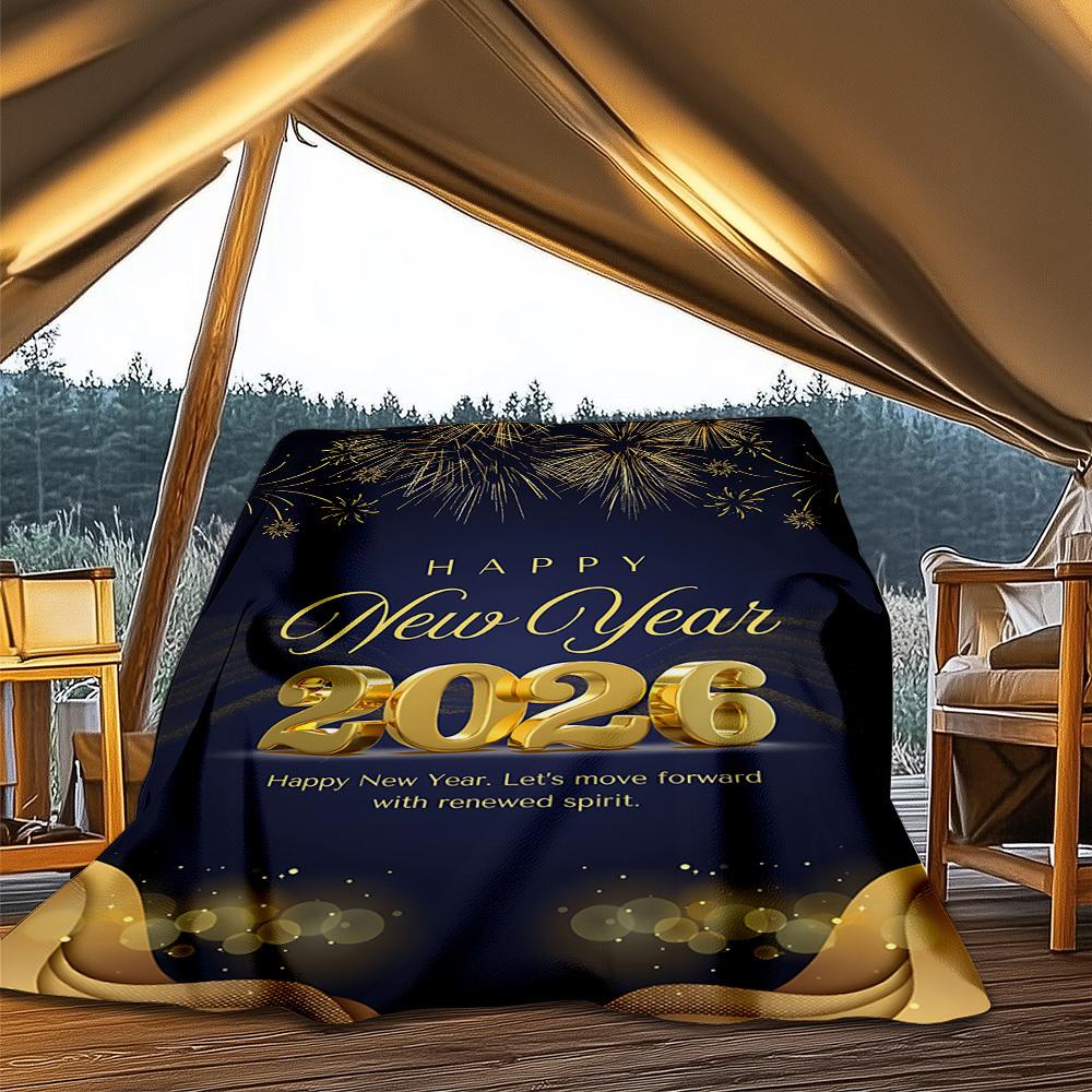 

1pc New Year 2026 Outdoor Blanket - Lightweight Flannel Throw For Travel, Camping, Livingroom, Couch, Chair yy251114233 75x90cm