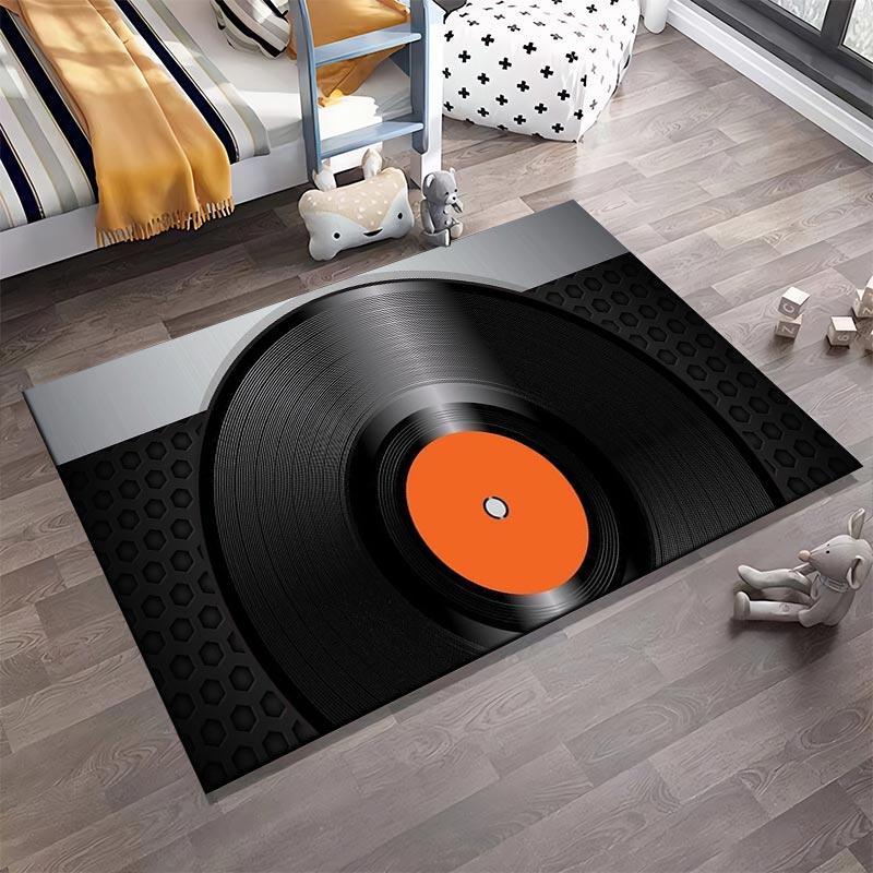 Vintage Vinyl Record Design Carpet for Living Room, Music Lover Decor Suitable for use as an anti-slip for living room bedroom sofas