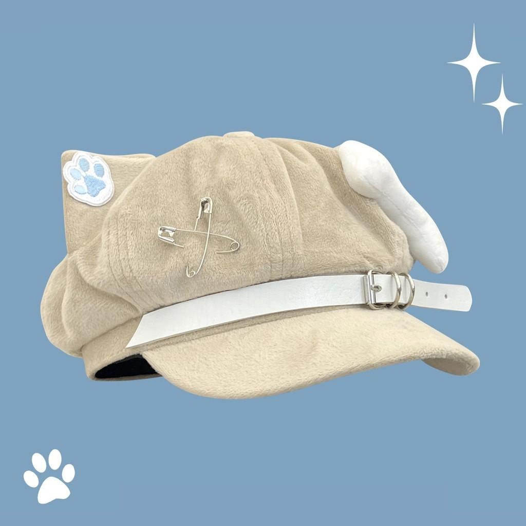 Y2k Cat Ear Beret Hat Soft Cute Anime Style For Casual Wear