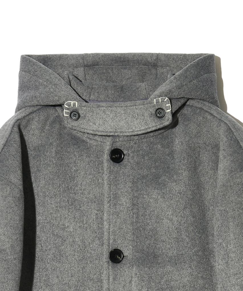 Peace Maker Hand Stitch Hoodie Maxi Wool Coat (Grey)