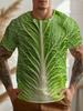 The Interesting Cabbage and Lettuce Pattern Summer 3D Printed Large-sized Men's T-shirt Is Suitable for Daily Wear
