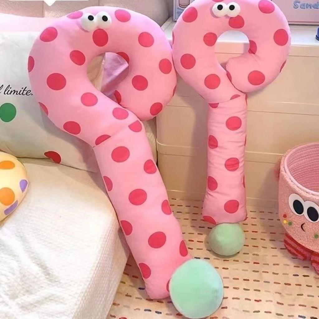 Generic Question Mark Plush Pillow Polka Dot Cartoon Eyes Multi Use Neck Body Pillow For Female Leg Clamping Sleeping Sofa Decor