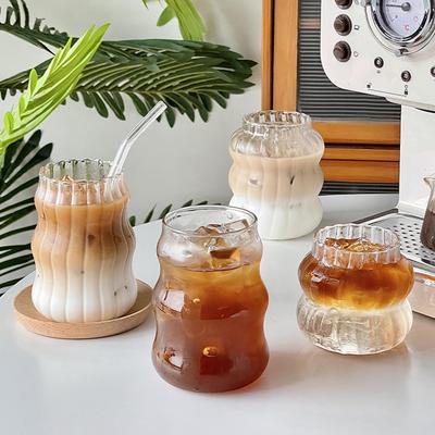 Glas Tassen Kalt Eiskaffee Becher Transparent Trinkgläser Kaffeebecher Niedliche Glas Tassen Schreibtisch Zubehör Ästhetisches Cocktailglas