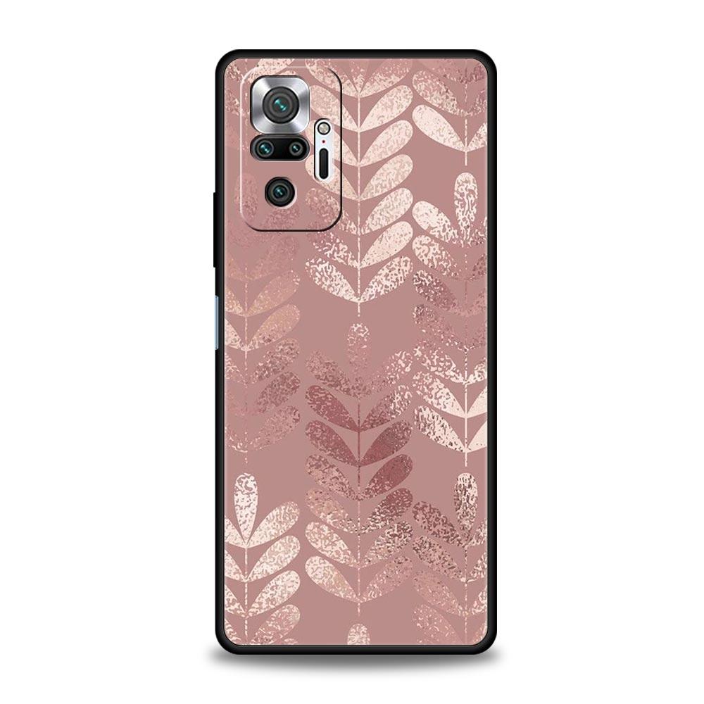 Phone Case For Xiaomi Redmi Note 14 13 12 5G 11 10 Pro Plus 4G 9S 9 14C 13C 12C 10C 9C 9A Soft TPU Cover Gold Rose Love Heart