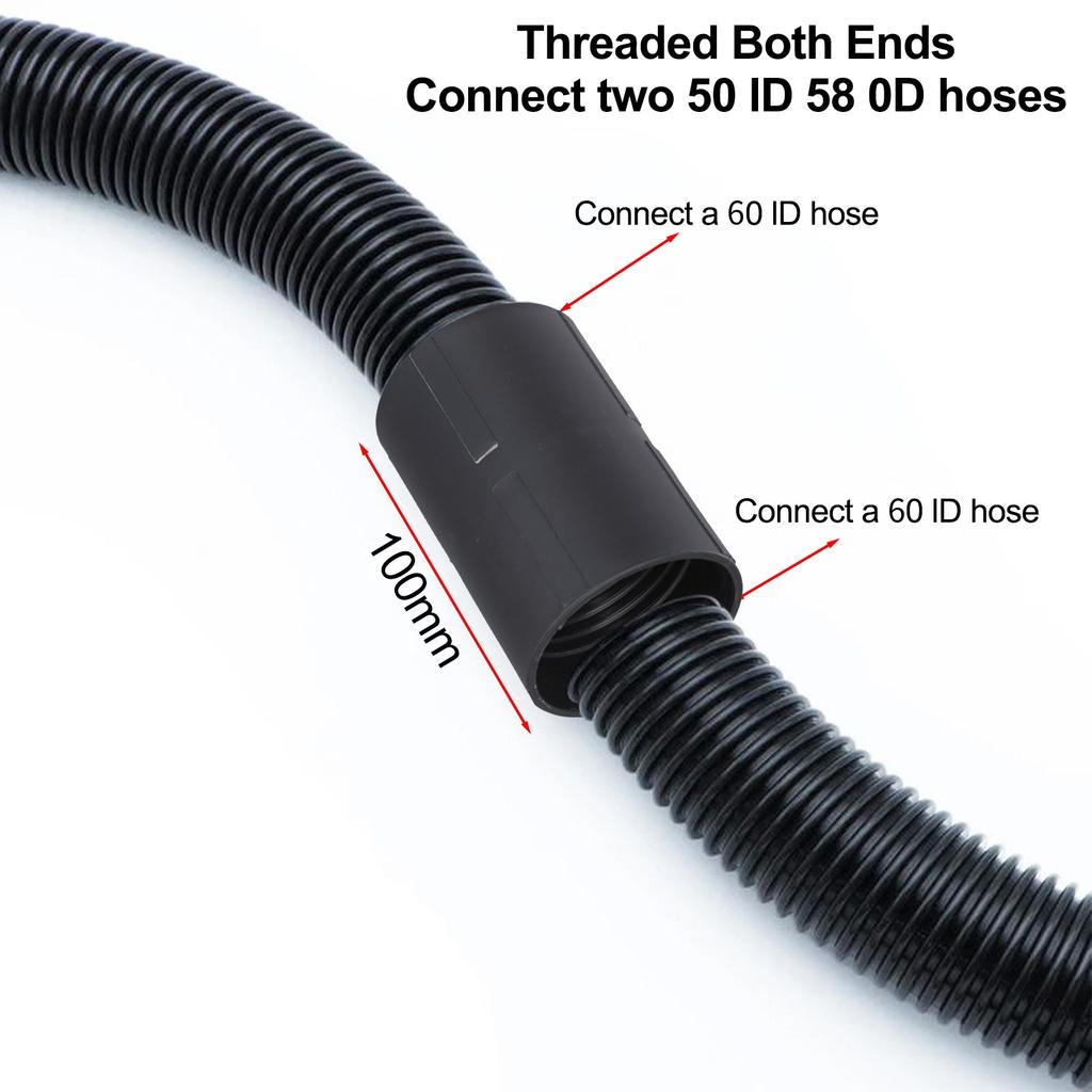 Hose Connection Adapter for Vacuum Cleaners Designed To Fit Standard Sizes from 32mm To 50mm While Improving Overall Performance
