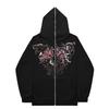 Unisex Fleece Hoodie Sweater Gothic High Street Full Zip Oversized Coat Men's and Women's Streetwear Y2
