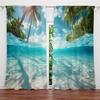 Ocean Scenery Printed Curtain for Home Decor - Rod Pocket Window Treatment for Bedroom, Kitchen, Living Room