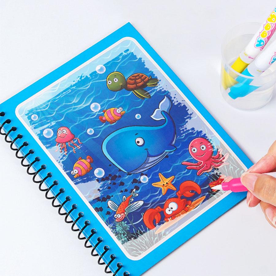 Magic Water Drawing Book with Pen Unicorn Dinosaur Birthday Style Children Montessori Painting Book Sensory Early Education JXB