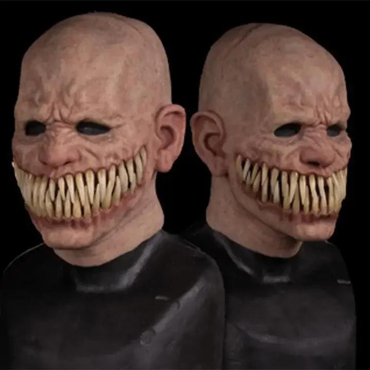 Maschera da Clown Stalker Horror Festa di Halloween Cosplay Mostro Spaventoso Bocca Grande Denti Maschere in Lattice Festa di Halloween Oggetti di Scena Costume Spaventoso
