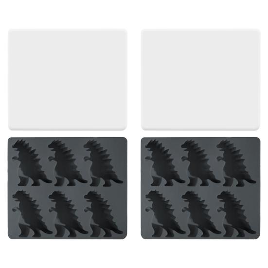 Dinosaur Ice Cube Mold Easy Fill Release 6 Cavity Gojira Ice Tray Freezer Safe Ice Maker for Summer Drinks Cocktail Party