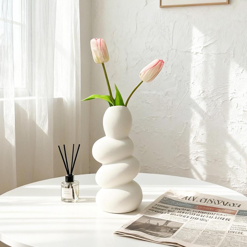 Nordic Simple Style White Ceramic River Stone Vase