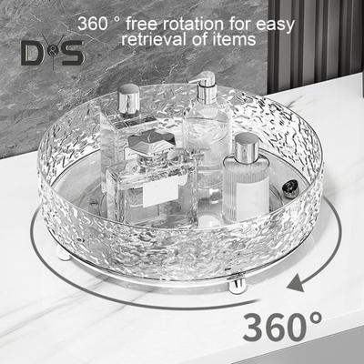 Cosmetic Storage Tray 360-Degree Rotating Organizer Large Capacity Multipurpose Makeup Brush Holder Spice Rack