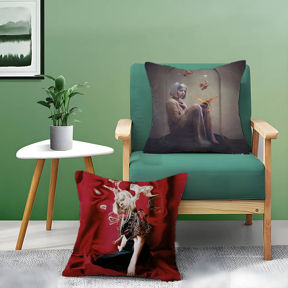 Famous Singer-Aurora-Music Aksnes Pillow Case Anti-dustmite Pillowcase Invisible Zipper Silky Short Plush Sofa Cushion Cover