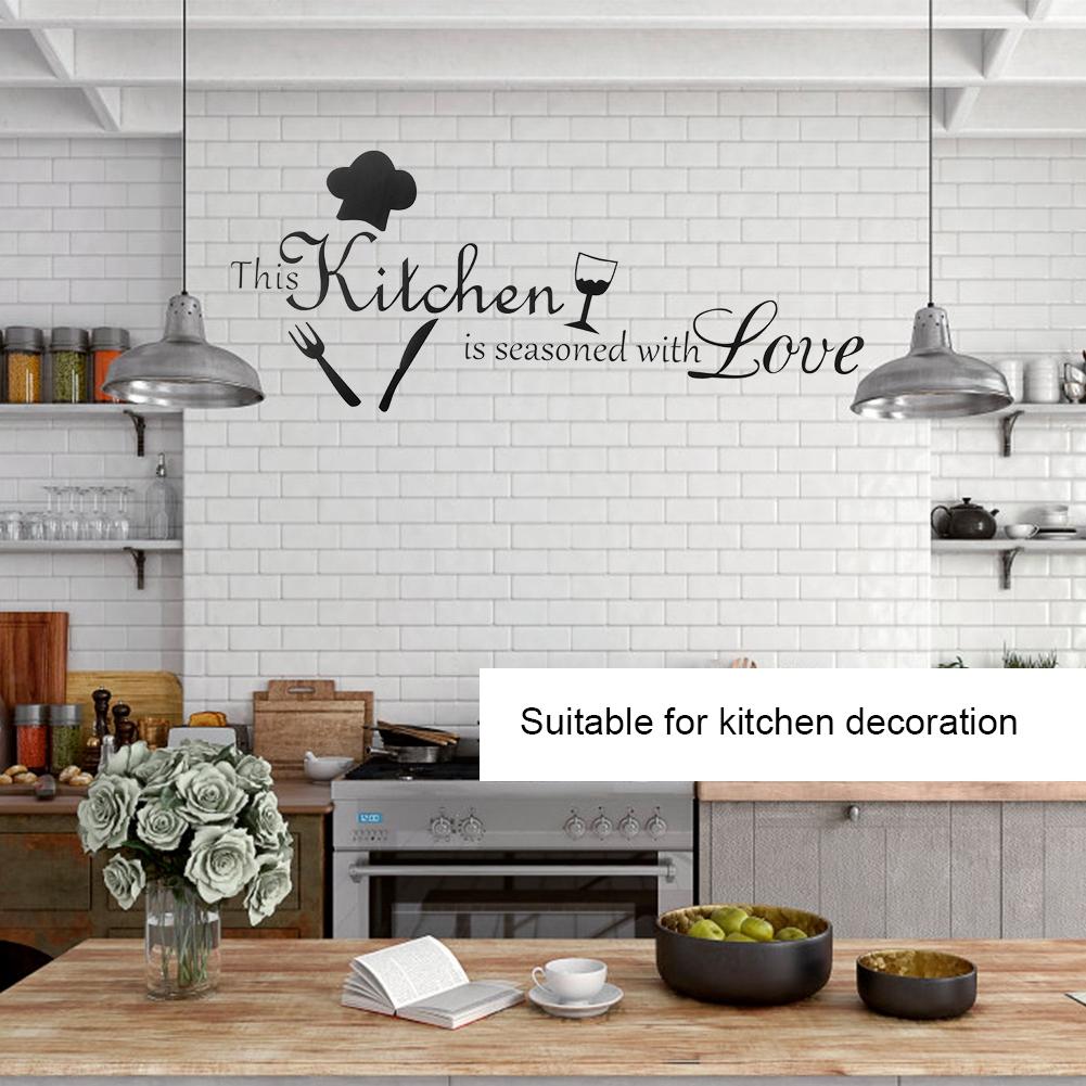 3Pcs Unique English Letter Pattern Elegant Wall Sticker Kitchen Decorative Stickers Decoration