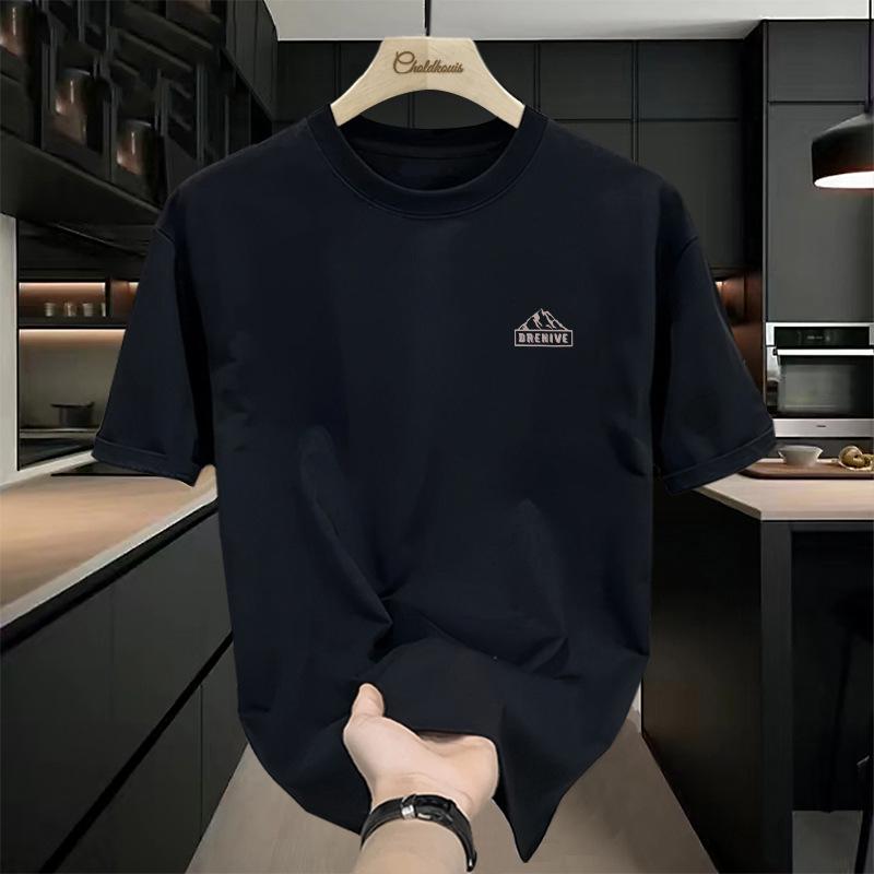 Pánské letní trendy značkové univerzální tričko s krátkým rukávem z čisté bavlny těžké gramáže základní tričko