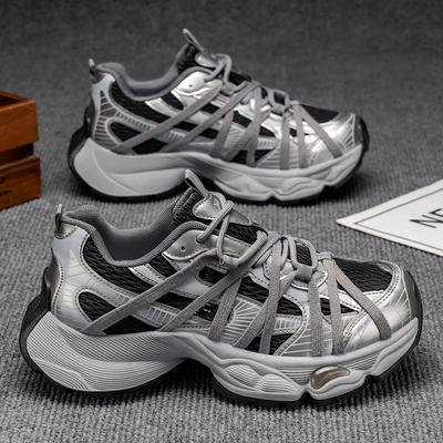Shoes Summer New Mesh Breathable Cushioning Dad Shoes Thick Sole Heightening Sports and Leisure Shoes